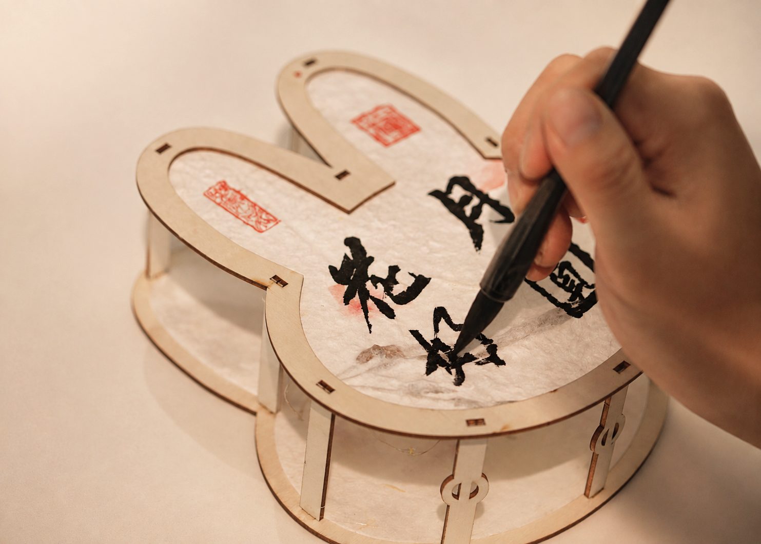 Calligraphy at the Lantern & Letters Mid-Autumn workshop